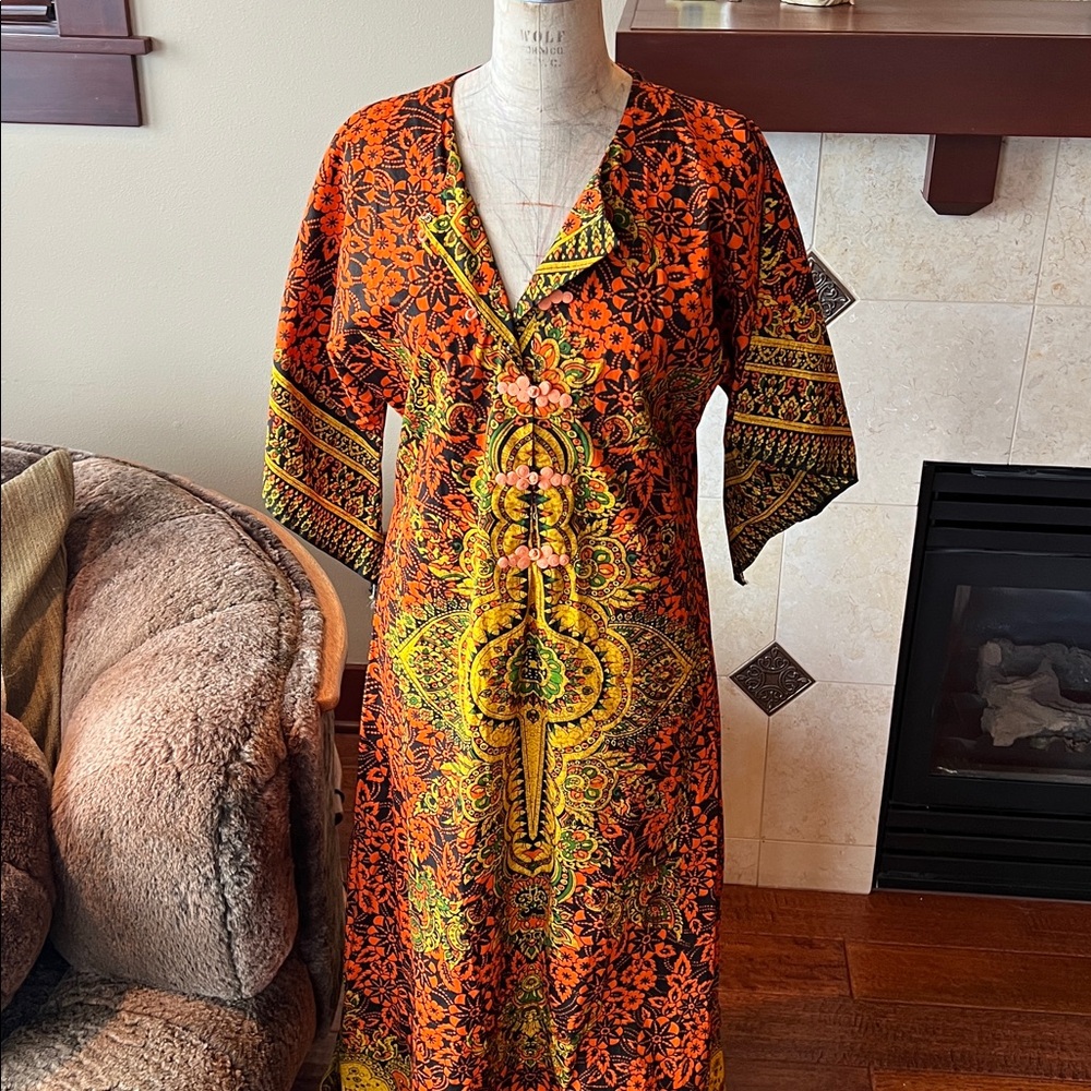 Vtg Thai caftan dashiki dress - Picture 7 of 11